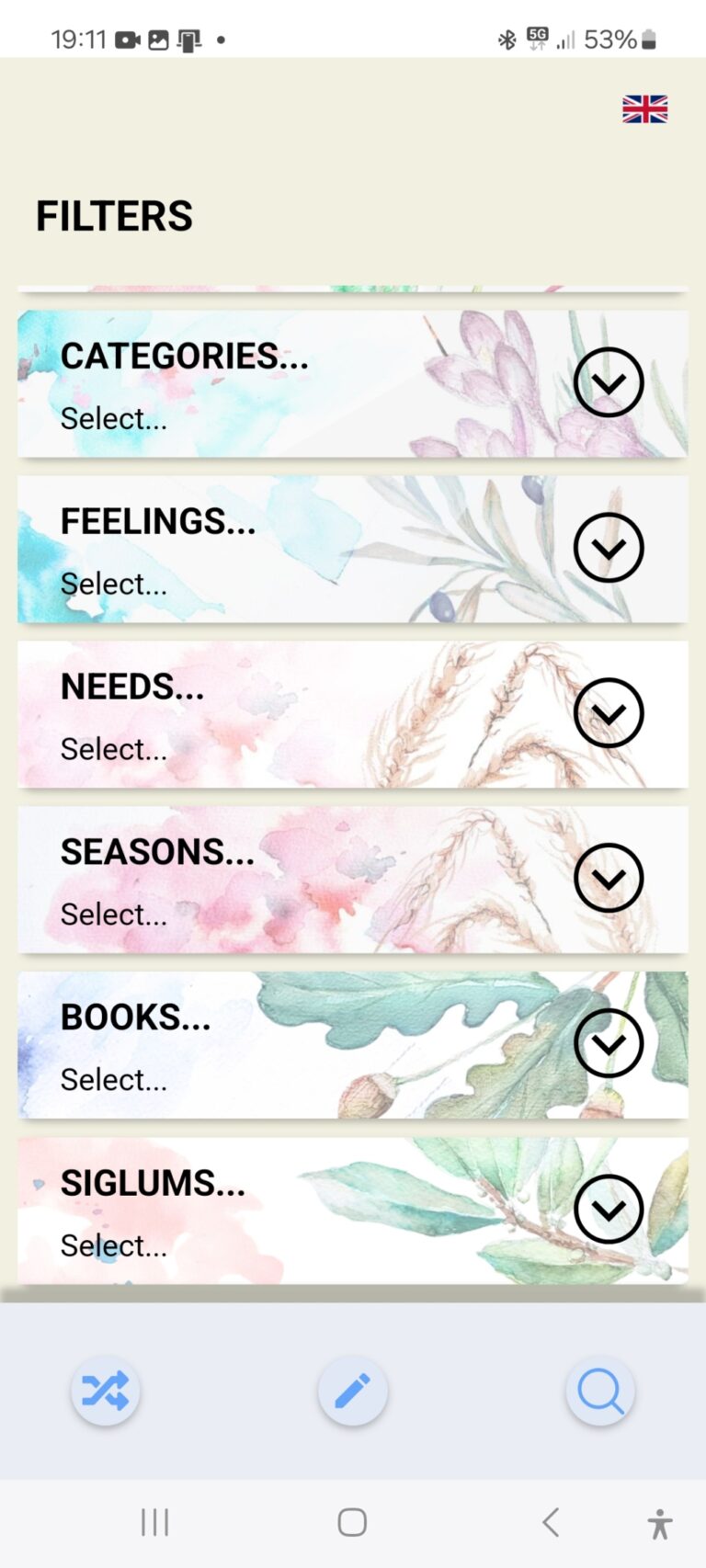 Selection screen
